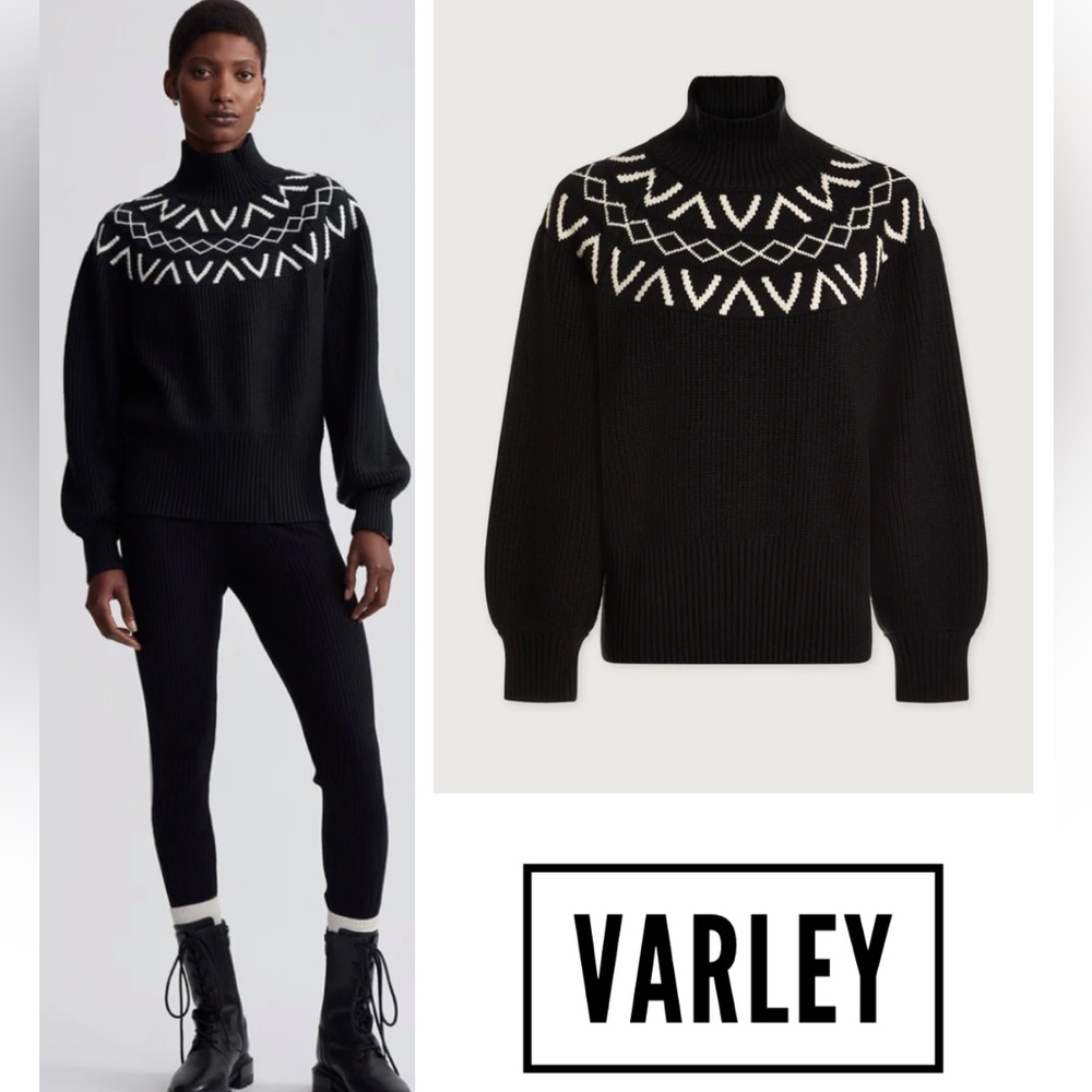 Varley Marcie Fair Isle Yoke Knit Balloon Sleeve Sweater Size Medium Sold Out